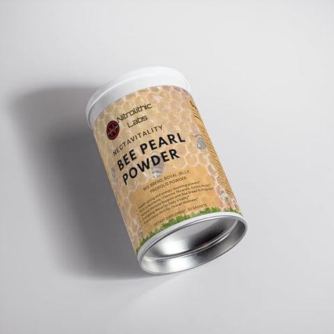 Nitrolithic Labs - Bee Pearl Powder – Suplemento Bee Pearl para Bem-Estar Geral e Vitalidade Diária – Mistura Energizante de Pão de Abelha, Própolis e Geléia Real – Vegetariano