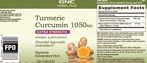 Herbal Plus Curcumin 1000mg Extra Forte, 120 Cápsulas, Suporte Antioxidante - GNC