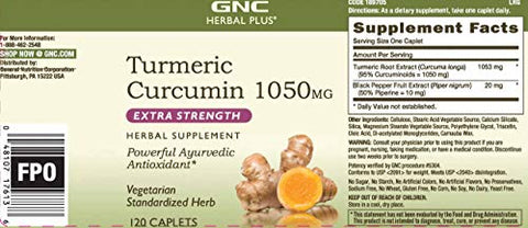 Herbal Plus Curcumin 1000mg Extra Forte, 120 Cápsulas, Suporte Antioxidante - GNC