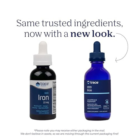 Suplemento Líquido de Ferro Iônico | 22 mg de Ferro Suporta Função Cognitiva, Energia, Sistema Imunológico | 55 ml, 46 Porções | Marca Trace Minerals - Trace Minerals