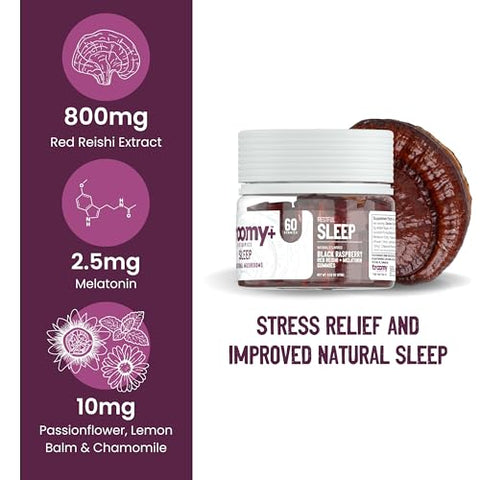 Troomy Nootropics - Troomy Sleep – Gomas de Cogumelo Reishi com Melatonina – Sabor Incrível – Suporte para um Sono Repousante – 60 g