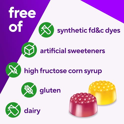 MultiVites Gummy Multivitaminas para Adultos com 12 Vitaminas e Minerais, Sabor de Frutas Vermelhas, Pêssego e Laranja, Líder em Vitaminas Gummy nos EUA, Suprimento para 75 Dias, 150 g - Vitafusion