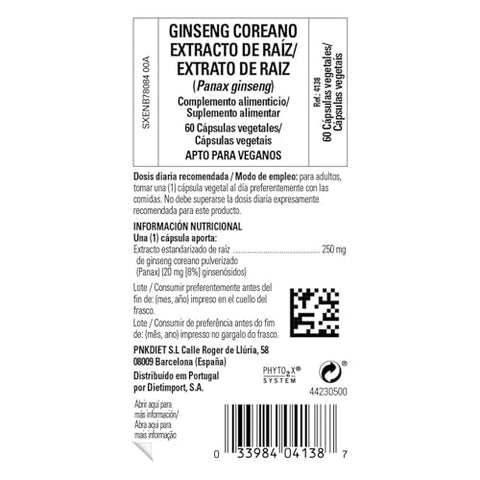 SOLGAR - Solgar Extrato de Raiz de Ginseng Coreano, 60 Cápsulas Vegetais – Suporte Imunológico – Potência Padrão (SFP) – Não-OGM, Vegano, Sem Glúten, Sem Laticínios, Kosher – 60 Porções