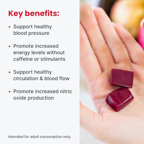 SuperBeets Heart Chews – Suporte para Pressão Arterial e Óxido Nítrico, Extrato de Semente de Uva – 60 g - humanN
