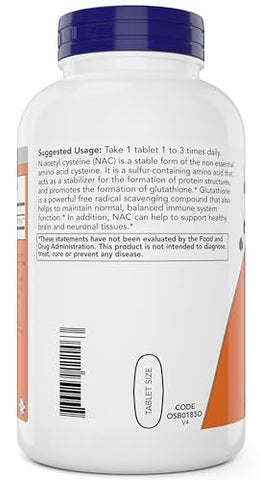 NAC 1,000 mg – 250 Tablets (Pack of 2) – Suplemento N-Acetilcisteína 1g – Vegetariano, Não-OGM - NOW Foods