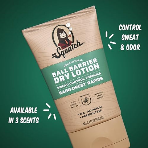 Loção Seca para a Área Íntima Masculina, Pó Corporal sem Bagunça, Feito com Ingredientes Naturais – Kit 2 Unidades Rainforest Rapids - Dr. Squatch