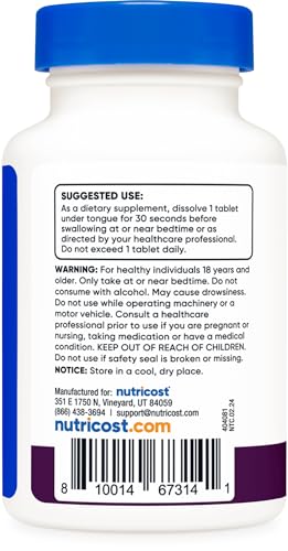 Melatonina 5mg, 240 Comprimidos de Dissolução Rápida (Sabor de Frutas Vermelhas) – Sem OGM, Sem Glúten - Nutricost