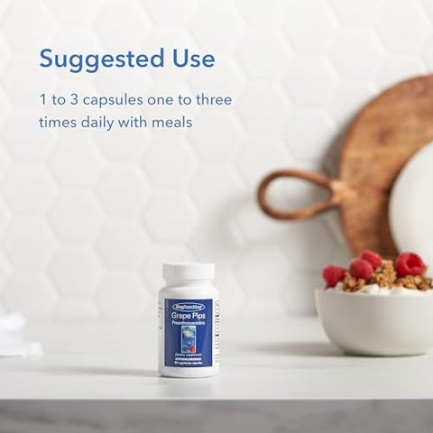 Extrato de Semente de Uva, Proantocianidinas, Polifenóis, Orgânico, Cápsulas de 300mg – 90 Unidades - Allergy Research Group