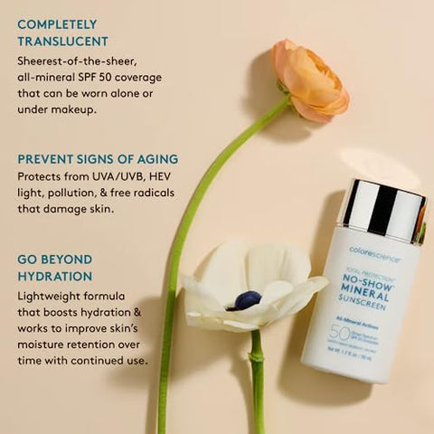 Total Protection Protetor Solar Mineral FPS 50, 50g, 100% invisível para todos os tons de pele - Colorescience