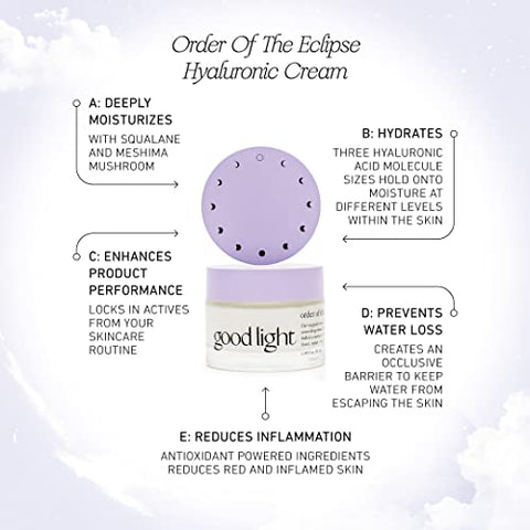 Good Light - Creme Facial Hidratante Order of the Eclipse Hyaluronic. Rejuvenesça a Pele Desidratada Durante a Noite. Todos os Tipos de Pele (50ml)