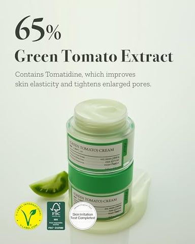 Fully - Creme Facial de Tomate Verde Totalmente Natural, Efeito Lifting de Poros com 65% de Extrato de Tomate Verde e Vitamina C, Hidratante Facial para Hidratação e Elasticidade, Sem Fragrância, Vegano