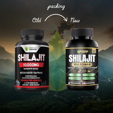 SHEVAT VITAMINS - Shilajit Capsules 22000mg – 85 Minerais Traço para Energia – Marca em Destaque