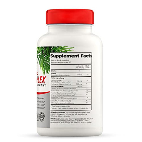 Reuma-Art Flex – Suplementos Naturais com Colágeno Bovino e Cúrcuma – Pele, Cabelo e Unhas Saudáveis – Kosher, Sem Glúten – 120 Cápsulas Vegetais - Full Life