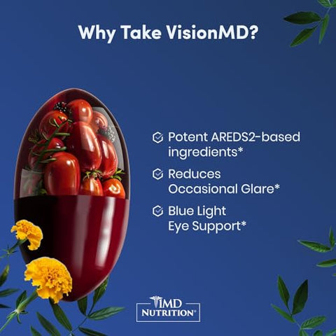 VisionMD Eye Vitamin CARMIS – Suplemento para os Olhos de Adultos – com OptiLut Luteína | 1MD Nutrition VisionMD Eye Vitamin CARMIS – Suplemento Ocular para Adultos – com OptiLut Luteína - 1MD Nutrition