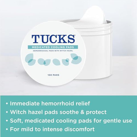 TUCKS - Tucks Almofadas Refrescantes para Hemorroidas Medicadas. 100 Unidades Cada (Pacote com 2)