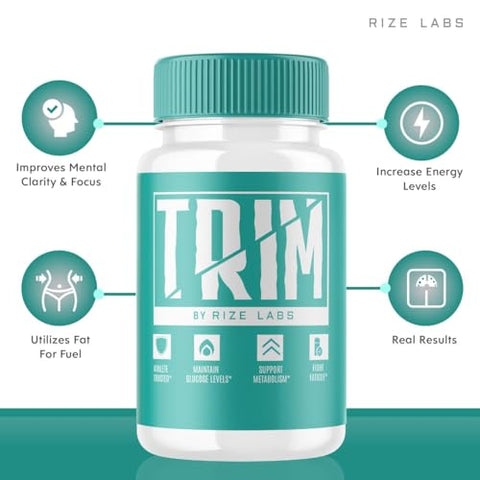 rize labs - Trim Capsulas para Perda de Peso Avançada, Especialmente Formuladas para a Fase de Corte e Escultura, Avaliações do Trim (60 Cápsulas)