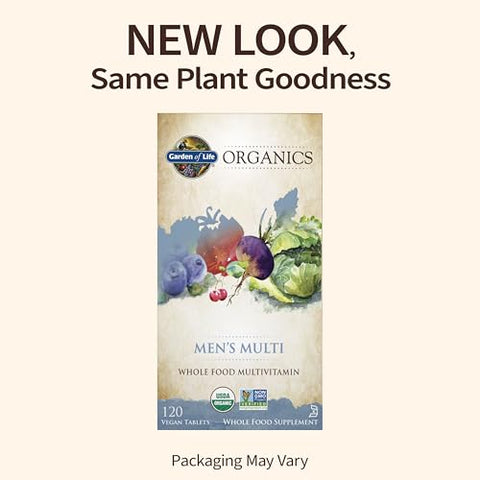 Organics Multivitamínico para Homens, 120 Comprimidos, Vitaminas e Minerais Veganos para a Saúde e Bem-Estar Masculino, Certificado Orgânico Multi Masculino Vegano - Garden of Life
