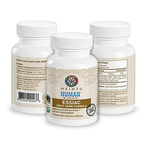 Cápsulas de 8 Ervas Essiac Humanas – Cápsulas Avançadas de Chá Essiac, Poderosa Mistura Antioxidante para Promover a Saúde Geral – Chá Essiac 100% Orgânico, Suplemento de 8 Ervas – 60 cápsulas - MEINTU
