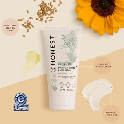 Creme para Assaduras de Fraldas Hypoallergenic da The Honest Company | Pomada Calmante Hidratante com Óxido de Zinco | Reconhecido pela NEA, Livre de Crueldade | Tamanho Econômico, 6 g
