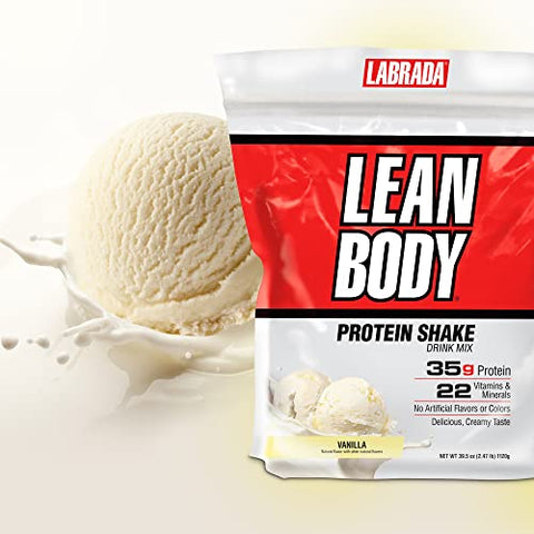 Nutrition Lean Body Shake de Substituição de Refeição Rica em Proteínas, Baunilha, Embalagem de 2,47 Libras (1,12 kg) – Variação na Embalagem - Labrada