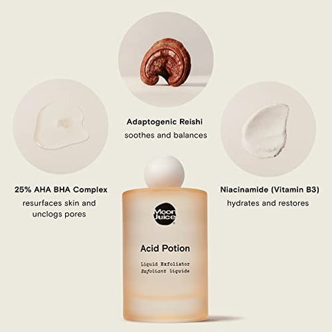 Acid Potion AHA e BHA Líquido Esfoliante | Esfoliante Químico para Renovar e Desobstruir a Pele  Moon Juice - Moon Juice