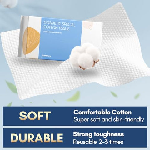 Soft Dry Wipe 6 Pack – Lenços de Algodão 100%%, Livres de Fiapos, Toalhas Descartáveis Extra Grossas para Pele Sensível, Remoção de Maquiagem, Uso Seco e Úmido - PoeticEHome