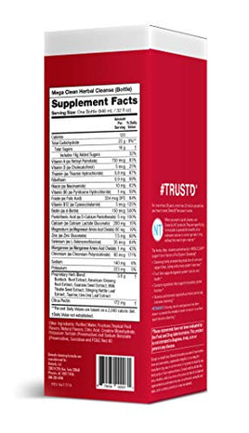 Mega Clean NT Herbal Cleanse Tropical 32 oz (946 ml) – Bebida Detox Herbal Profissionalmente Formulada – Reforçada com MetaBoost Eliminando a Necessidade de Pré-Limpeza – Mais Adesivo - Detoxify