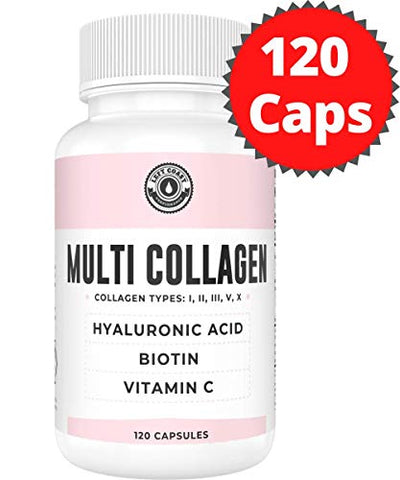 Left Coast Performance - Colágeno em Cápsulas com Biotina, Ácido Hialurônico, Vitamina C. Peptídeos de Colágeno Hidrolisado Multi Tipo I, II, III, V, X. Para Pele, Cabelo, Unhas e Saúde das Articulações