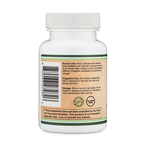 Double Wood Supplements - Suplemento NAD (500mg de NAD Puro a 95% por Porção, Fornecimento de 30 Dias) – Impulsionador de NAD Similar ao Nicotinamida Ribosídeo (Testado por Terceiros, Seguro para Veganos, Não-OGM) por Double Wood