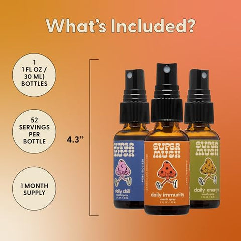Daily Spray (Pacote Trio) – Energia Diária, Relaxamento – 100ml - SuperMush