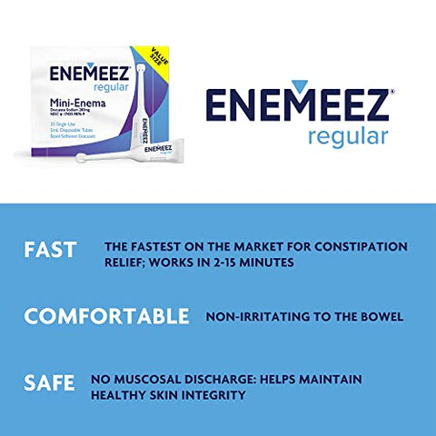 Enemeez Plus - Enemeez Regular 283mg Docusate Sodium Mini Enema – Alívio da Constipação, 35 Unidades (ENE00040)