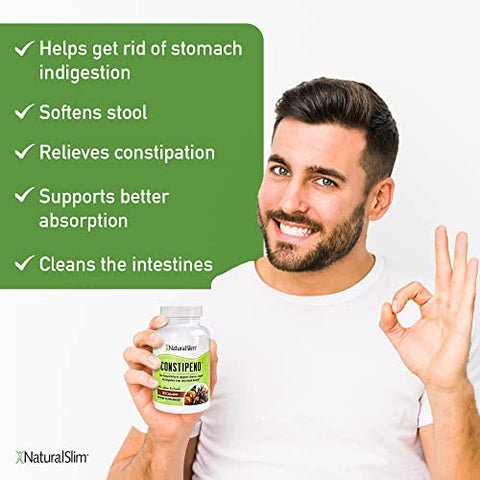Constipend – Laxante para Alívio da Constipação e Suplemento de Limpeza do Cólon – Amolecedor de Fezes para Mulheres e Homens com Extrato de Oliveira – 120 Cápsulas - NaturalSlim