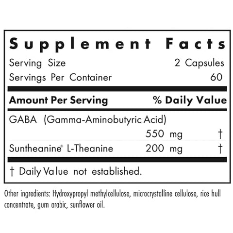 200mg of Zen – GABA, L-Theanine, Suporte para Calma, Dia ou Noite, Cápsulas Vegetarianas – 120 Unidades - Allergy Research Group