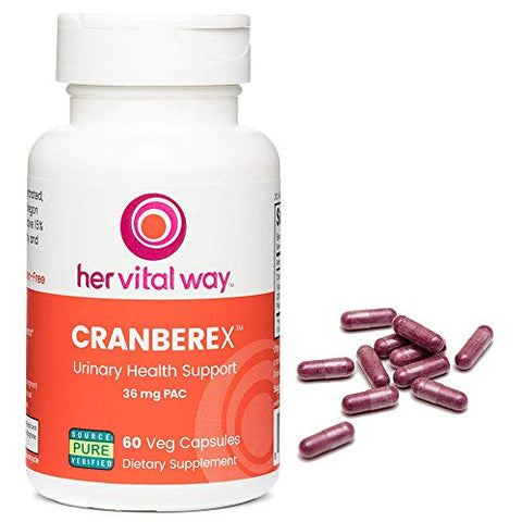 her vital way - Cranberex – Cápsulas de Cranberry para Mulheres e Homens – Suplemento de Cranberry com 36mg PAC – Cápsulas de Extrato de Cranberry para Saúde do Trato Urinário e Cuidados Renais – 60 Cápsulas Vegetais