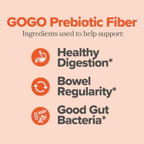 O Positiv - GOGO Fiber Gummies para Adultos, 60 Unidades (Pacote com 3) – Suplemento de Fibra Prebiótica de Raiz de Chicória Inulina – Goma de Fibra Diária para Saúde Digestiva – Não-OGM, Vegano