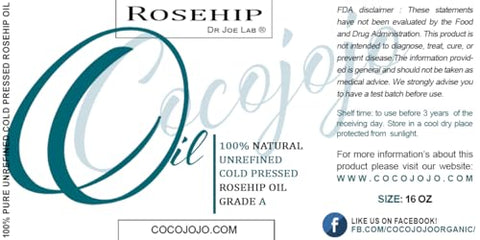 Dr Joe Lab - Óleo de Rosa Mosqueta Dr. Joe Lab – 473 ml – 100% Puro Não Refinado Extra Virgem Prensado a Frio Natural para Cabelo Pele Rosto Corpo Unhas Locs e Barba