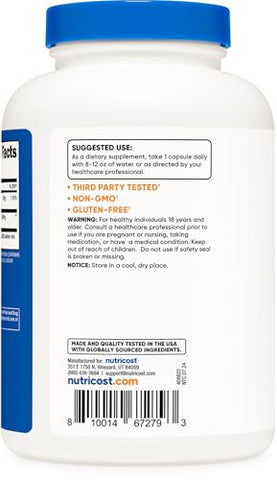 GABA (Ácido Gama-Aminobutírico) Vitamina B6, 500mg por Porção, 240 Cápsulas - Nutricost