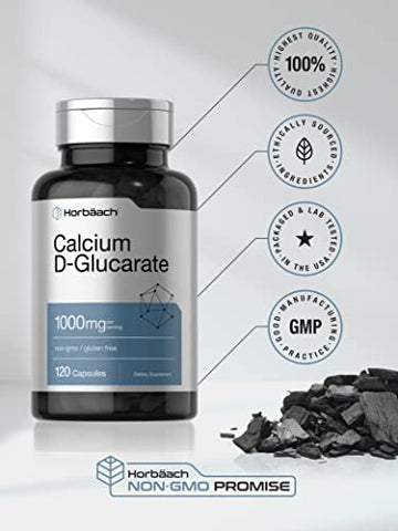 Calcium D-Glucarate 1000mg | 120 Cápsulas | Suplemento Sem OGM, Sem Glúten | Marca Horbäach - Horbäach