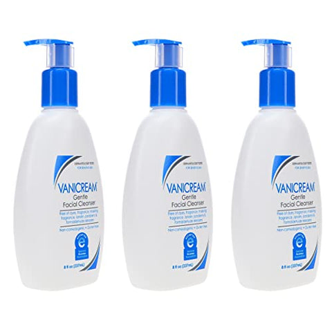 Gentle Facial Cleanser para Pele Sensível, 3 Unidades de 240ml, Sem Perfume - Vanicream