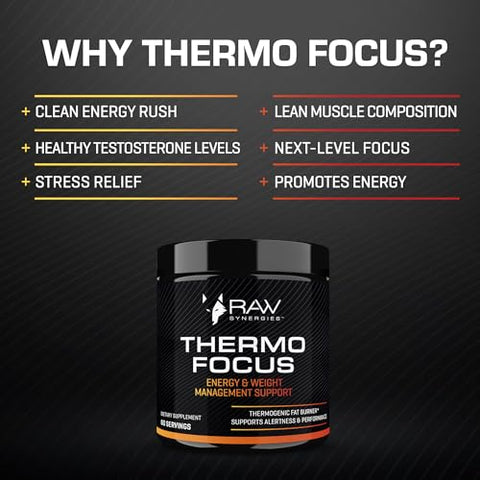 RAW Synergies - ThermoFocus – Queimador de Gordura Termogênico, Aumenta o Foco e Energia – Marca Líder