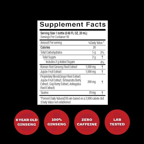 JUNG KWAN JANG - JungKwanJang Vital Tonic – Tiro de Bem-Estar com Ginseng Vermelho Coreano, Gengibre e Mistura de Frutas para Energia, Foco, Circulação e Imunidade – 10 Unidades