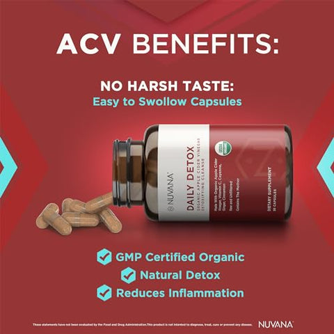 Advanced Detox Vinagre de Maçã – Orgânico com A Mãe – Peso Saudável, Digestão, Energia e Suporte Detox Natural – ACV By Nuvana – 90 Cápsulas