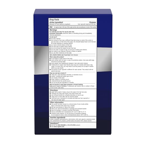 Espuma Tópica 5%% Minoxidil para Crescimento Capilar Masculino – Tratamento 3 Meses 60g - Rogaine
