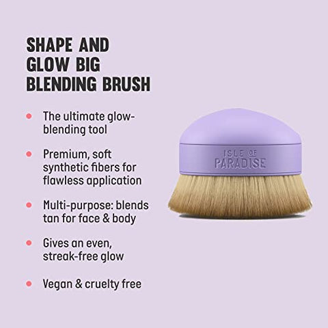 Pincel de Mistura e Aplicação Isle of Paradise Shape and Glow – Tamanho Compacto, Aplicador sem Listras para Rosto e Corpo  Isle of Paradise