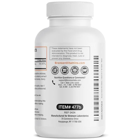 Bronson - Vitamina B12 2500mcg – Comprimidos Mastigáveis de Dissolução Rápida com Sabor de Cereja – Suporte ao Sistema Nervoso e Função Cerebral Saudável – Energia Instantânea – Marca: [Nome da Marca]