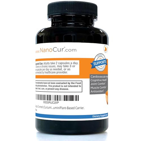 Nanocur - Cúrcuma Curcumina – 100x Mais Ativa Que a Cúrcuma, 170% Mais Ativa Que a Curcumina Extrato de Pimenta Preta. Suporte Articular, Alívio e Energia que Você Sentirá. Orgânico