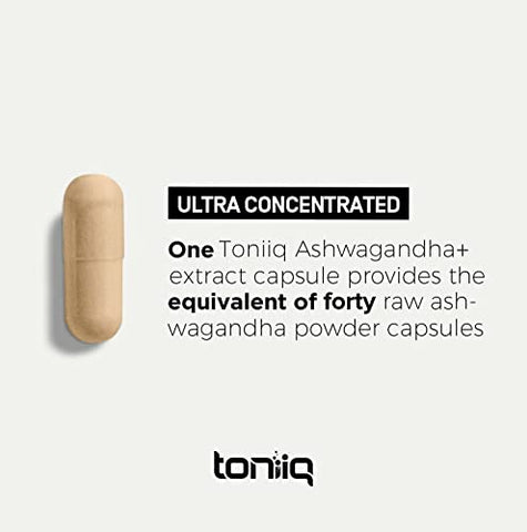 52,000mg 40x Extrato Concentrado – 25%% Withanolides – Cápsulas de Ashwagandha de Ultra Alta Potência – Colheita Selvagem na Índia – Altamente Concentrado e Bioacessível – Marca Toniiq - Toniiq