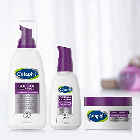 DERMACONTROL Hidratante Absorvente de Óleo com FPS 30, para Pele Sensível e Oleosa, 120 ml, Absorve Óleo, Reduz o Brilho, Hidrata, Protege, Sem Fragrância Adicionada - Cetaphil