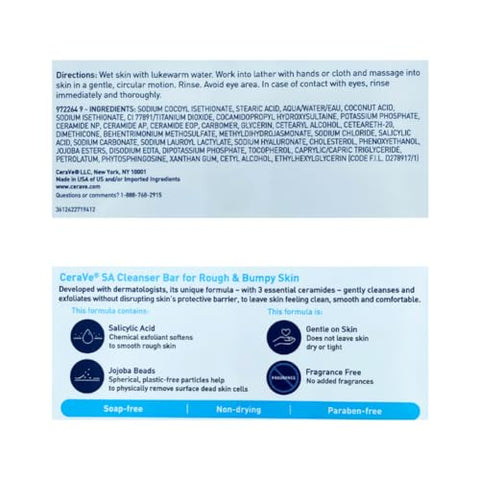 BLOSSOMABLE - CeraVe SA Barra de Limpeza 2-Pack Bundle – Ácido Salicílico para o Rosto
