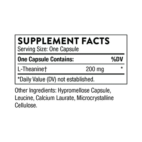 Theanine – 200mg de L-Theanine – Suporte para uma Resposta Saudável ao Estresse, Relaxamento e Foco – Aumenta a Produção de Ondas Cerebrais Alfa – 90 Cápsulas - THORNE